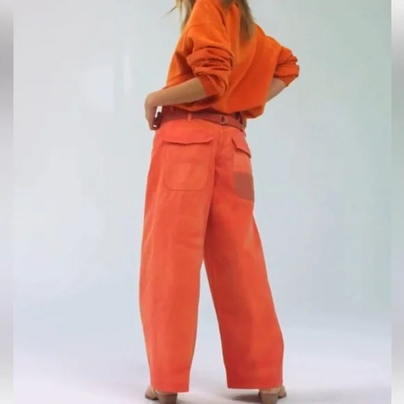 NWT FREE PEOPLE WE THE FREE Waterfalls Baggy Wide-Leg Jeans In Oklahoma Sun - Picture 8 of 9